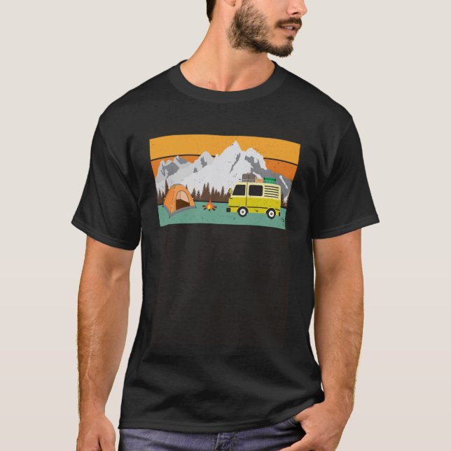 Campfire Camping i motorhemmet tält T Shirt (Framsida)