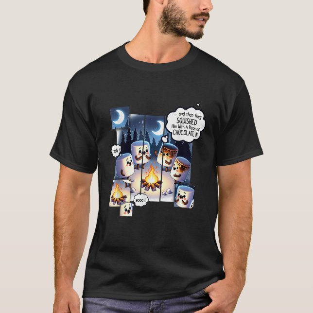 Campfire candle smores Marshmallow Scary Campfire T Shirt (Framsida)
