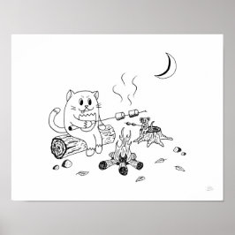 Campfire Cat & Mouse Art Print 100318 Poster