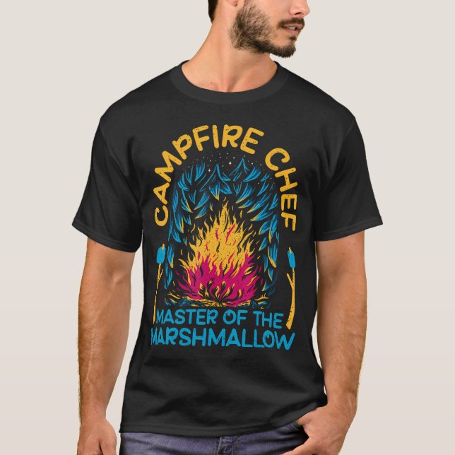 Campfire Chef Master Of The Marshmallow Hiking T Shirt (Framsida)