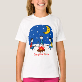 Campfire Crew Kids Crayon Night Scene T Shirt