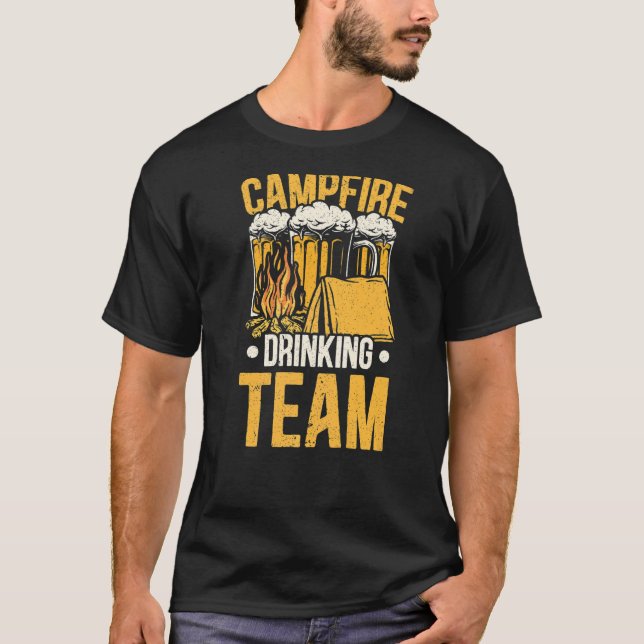Campfire Drinking Team Alcohol Camper Beer Drink T Shirt (Framsida)