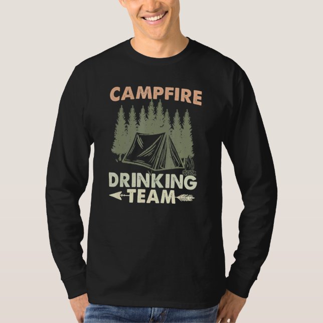 Campfire Drinking Team Camping Hiking-utomhus Tra T Shirt (Framsida)