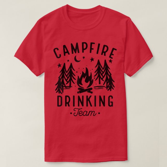 Campfire Drinking Team Happy Camper Funny Camping  T Shirt (Design framsida)