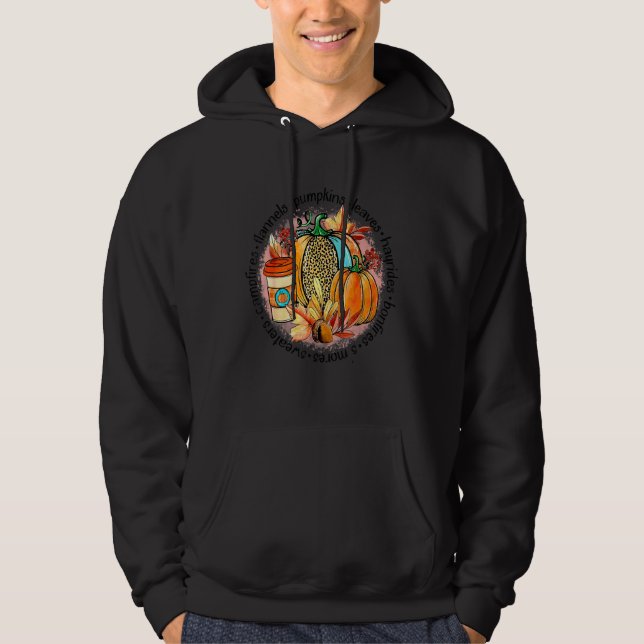 Campfire Flannels Pumpkins Lövs Hayrides Bonfir Hoodie (Framsida)