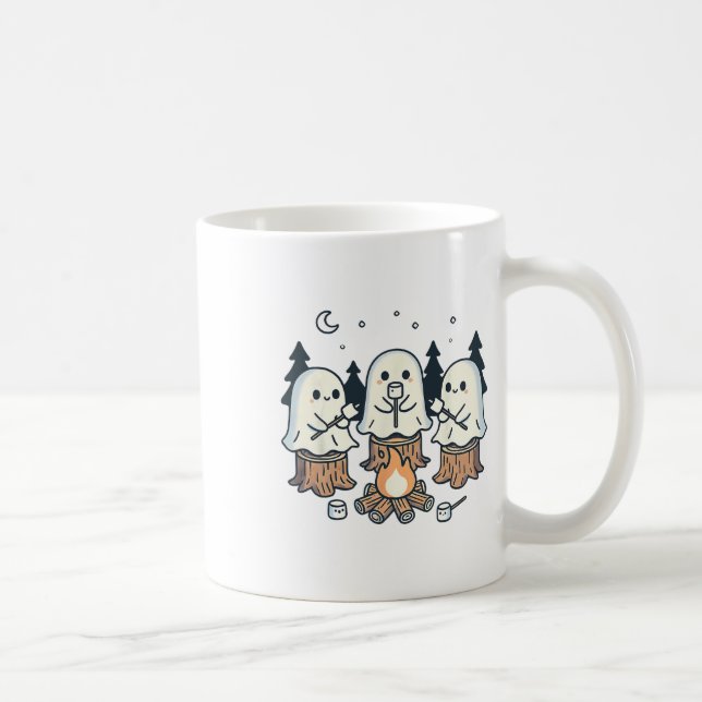 Campfire Ghost Spooky Marshmallow Halloween Bonfir Kaffemugg (Höger)