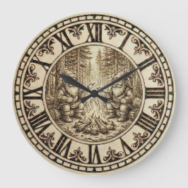 Campfire Gnomes Wall Clock  Stor Klocka