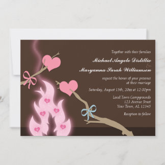 Campfire Hearts Campground Wedding-inbjudningar Inbjudningar