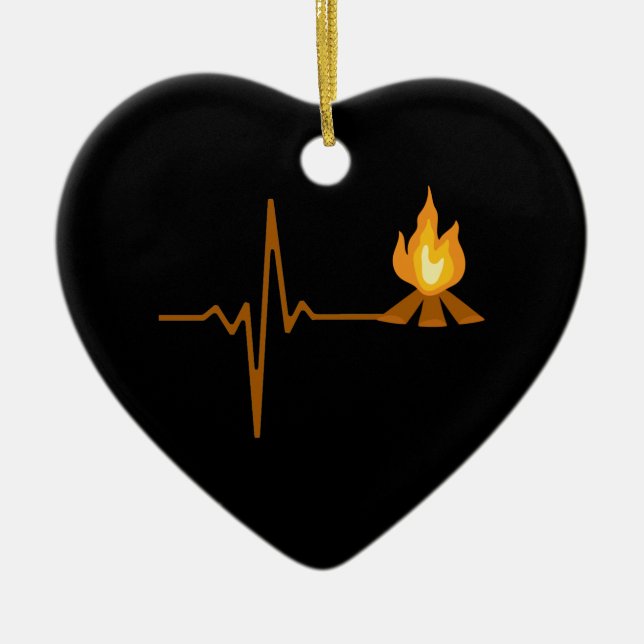 Campfire Heartslag Camping Julgransprydnad Keramik (Framsidan)
