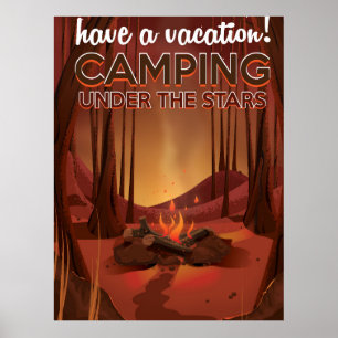 Campfire i skogen. poster