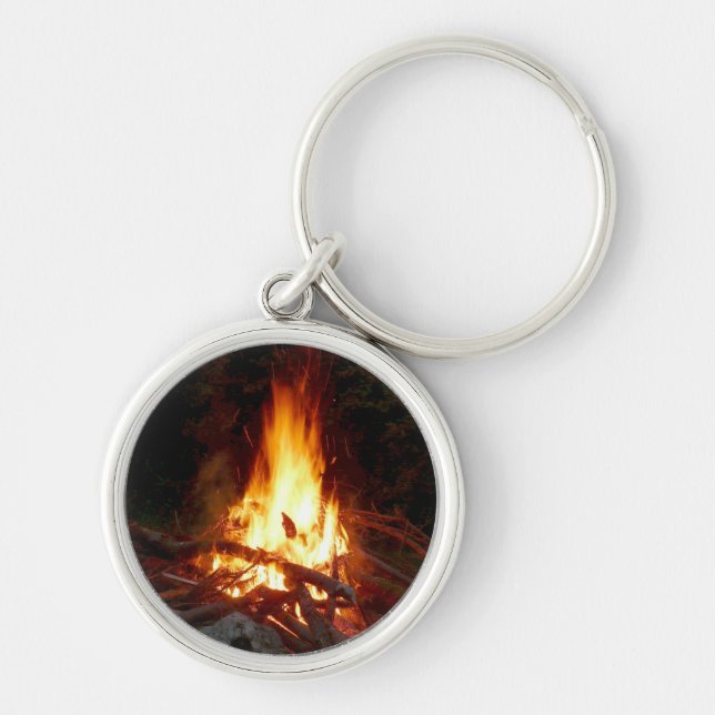 Campfire Keychain Rund Silverfärgad Nyckelring (Framsidan)