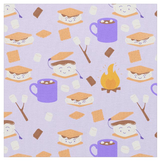 Campfire marshmallow Choklad smoers lila Tyg (Närbild)