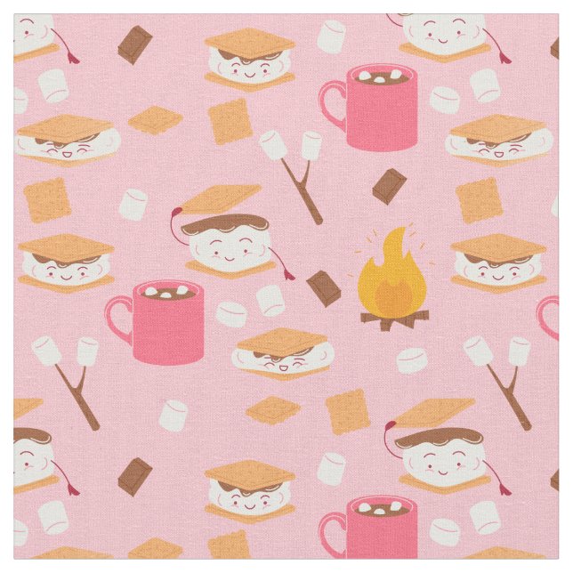 Campfire marshmallow Choklad smoers rosa Tyg (Närbild)