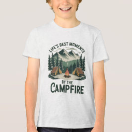 Campfire Moments - Boys’ Tents & Mountains Kids’ T Shirt