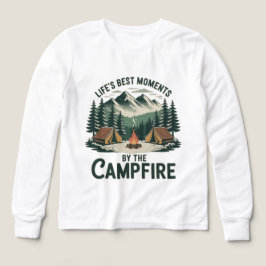 Campfire Moments - Girls’ Tents & Mountains Kids’ T Shirt