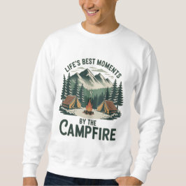 Campfire Moments Vintage Mountain Design  Men’s Lång Ärmad Tröja