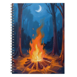 Campfire Moon | Nature Watercolor Painting Anteckningsbok