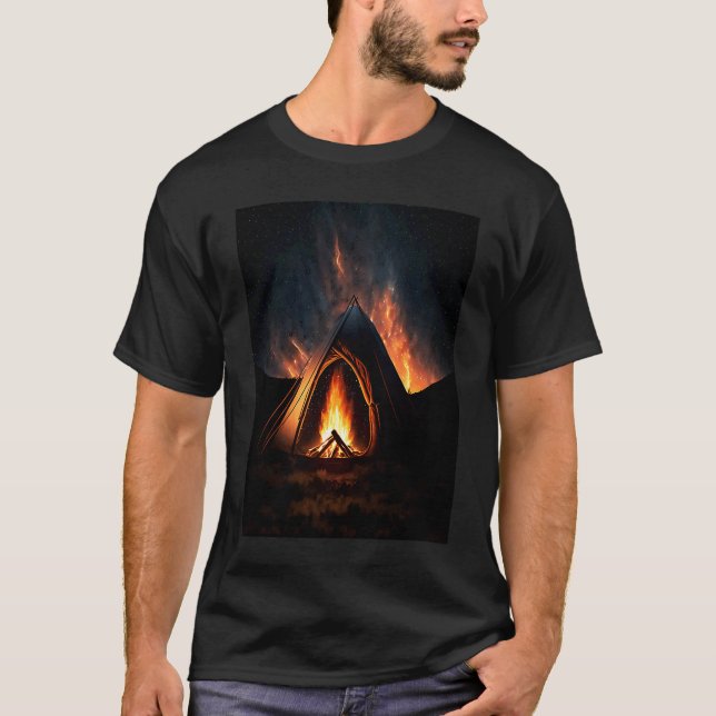 Campfire Nature Adventure Glamping Night Camping T T Shirt (Framsida)
