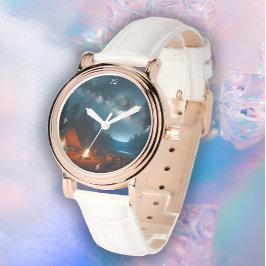 Campfire & Night himlar-themed med nummer, modernt Armbandsur