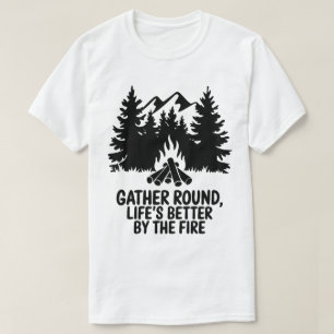 Campfire Nights Mountain Forest Silhouette-citat T Shirt