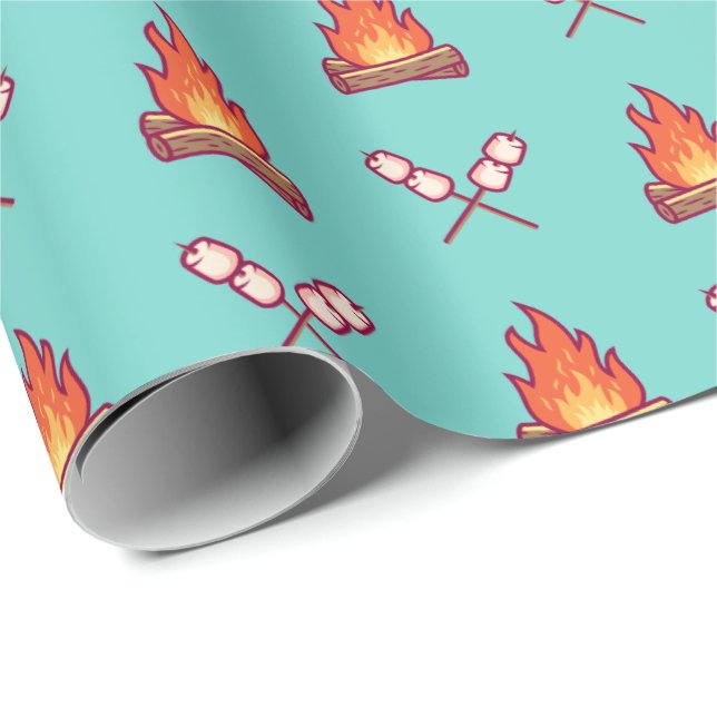 Campfire och Marshmallow Mönster Presentpapper (Rullad Hörn)