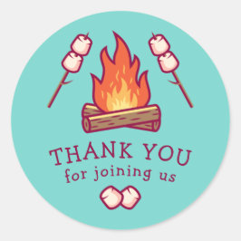 Campfire och Marshmallow Runt Klistermärke