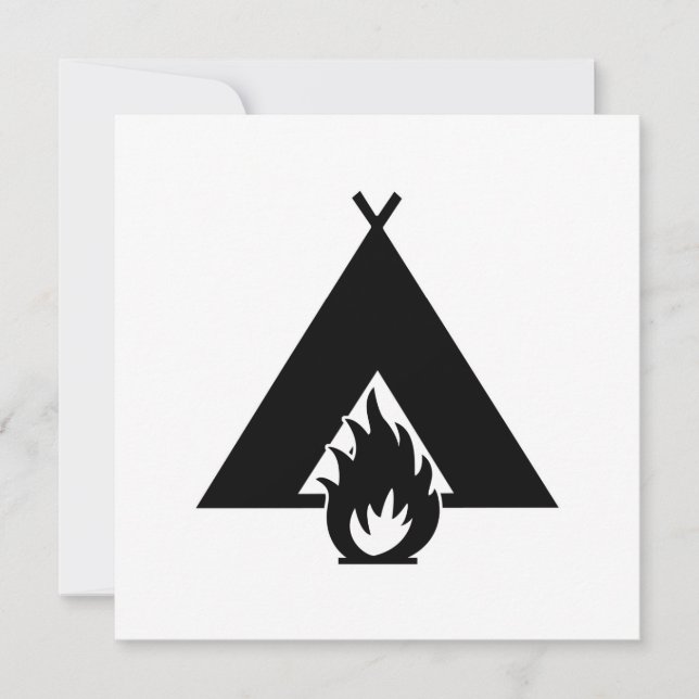 Campfire och Tält Symbol Inbjudningar (Framsida)