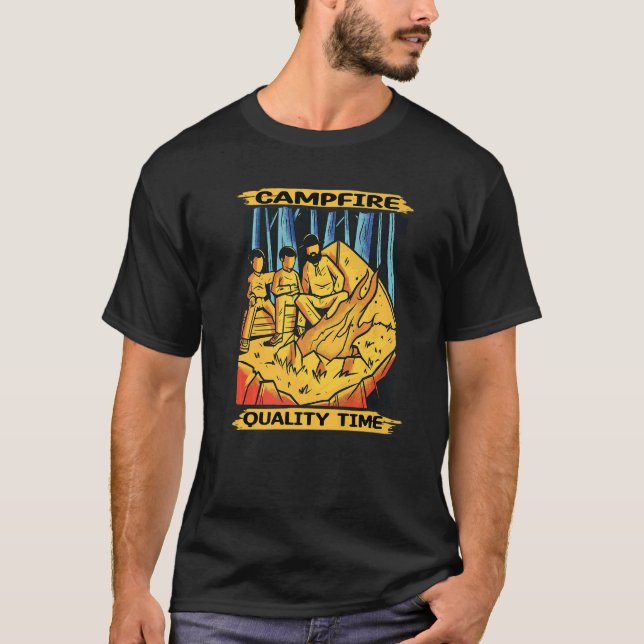 Campfire Quality Time for Fire Camping T Shirt (Framsida)