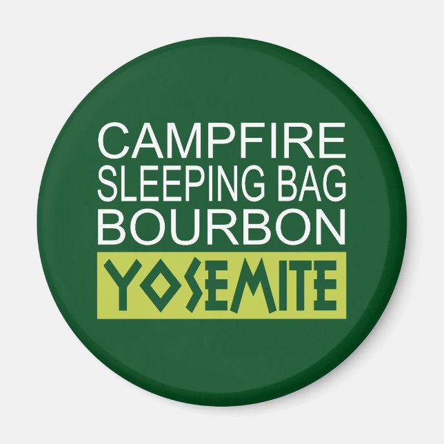 Campfire Sleeping Bag Bourbon Yosemite Magnet (Framsidan)