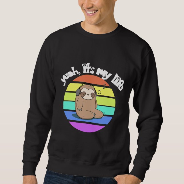 Campfire Sloth Design Lång Ärmad Tröja (Framsida)