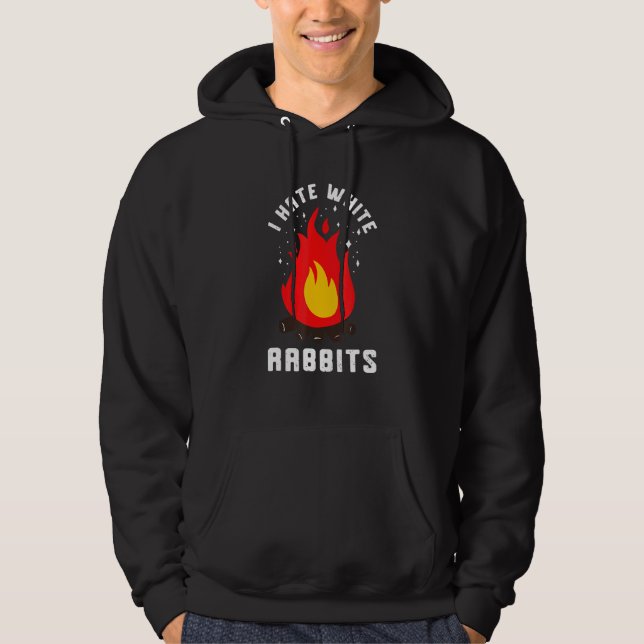 Campfire Smoke I Hate White Rabbits Bushcrafter Ca Hoodie (Framsida)