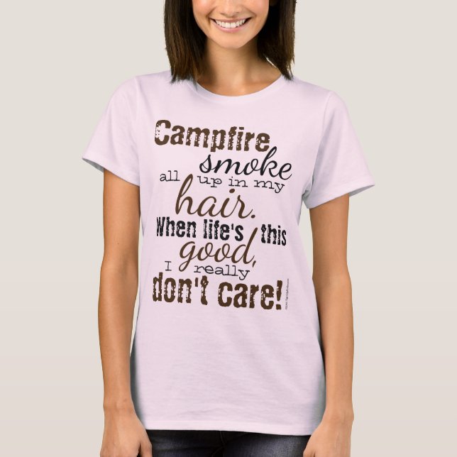 Campfire Smoke i min Hair Camping Glamping Tee (Framsida)
