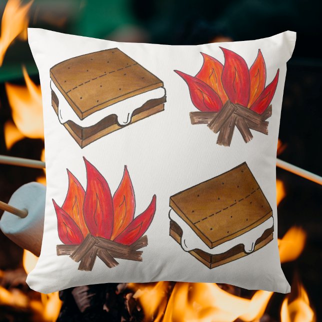 Campfire Smores Tosted Marshmallow S'mores Kudde (S'mores campfire pillow)