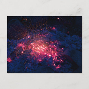 Campfire with Burning Embers Vykort
