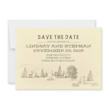 Campground Illustration Camping Save the DATE Card