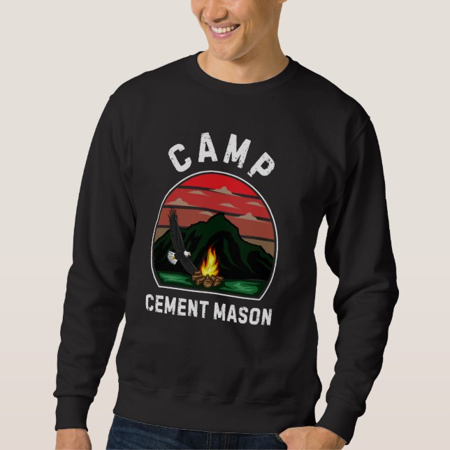 Campin Campin Camp Cement Mason Retro Summer Campe Lång Ärmad Tröja (Framsida)