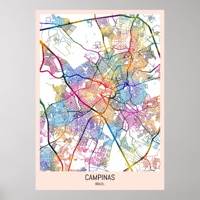 Campinas Brasilien Stadskarta Poster (Framsidan)