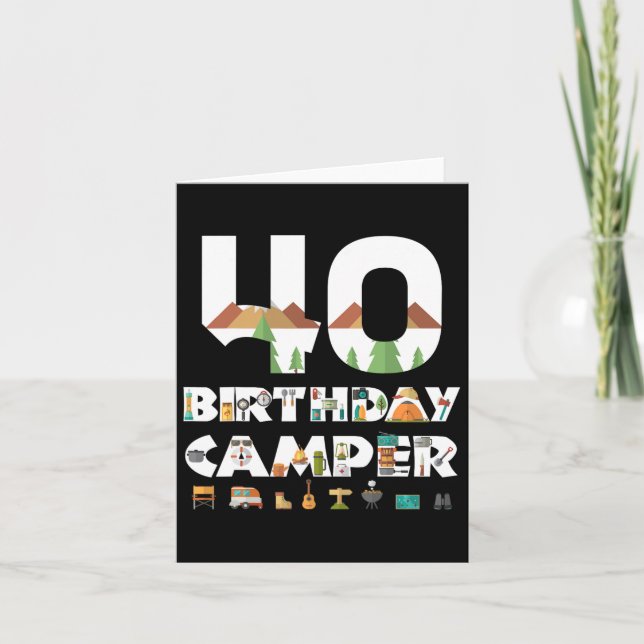Camping 40:e födelsedag Camper Party Tält Campsite Kort (Framsida)