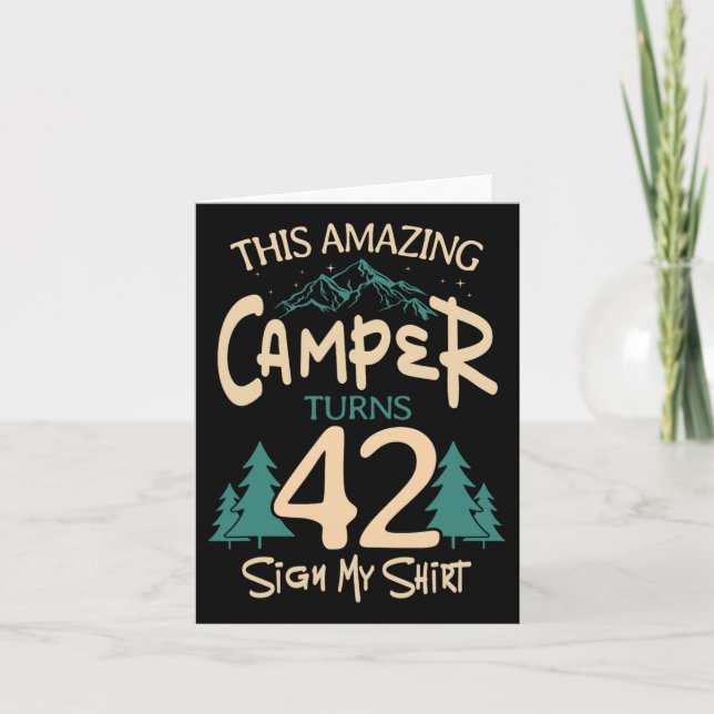 Camping 42:a födelsedag Camper Party Campfire Tält Kort (Framsida)