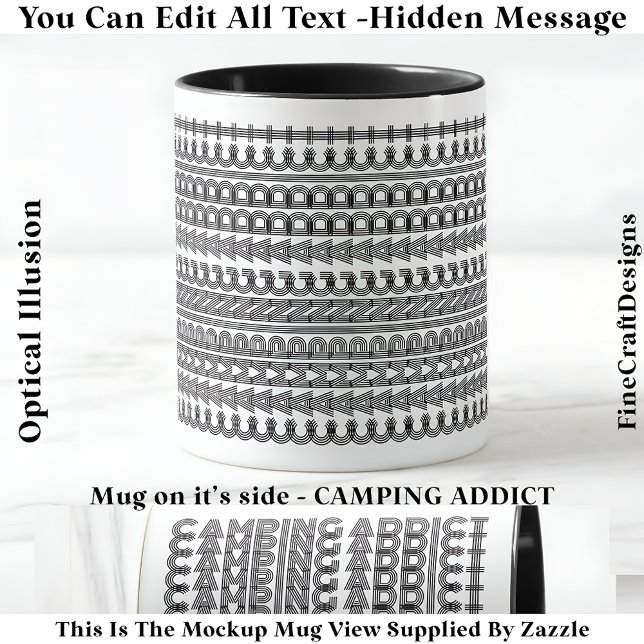 Camping Addict Gömt Message Funny Novelty 111B Mugg (Skapare uppladdad)