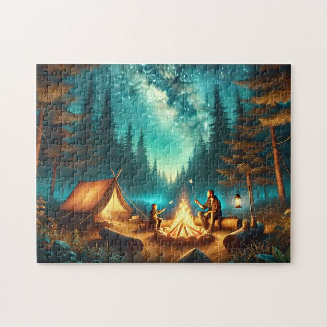 Camping Adventure Father & Child Campfire Pussel (Horisontell)