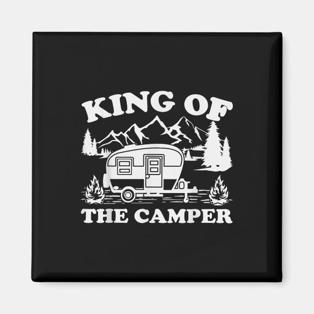 Camping Älskare Camper Van Kung i lägret Magnet (Framsidan)