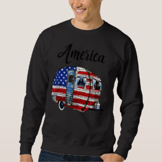 Camping American Flagga Outdoor Lång Ärmad Tröja