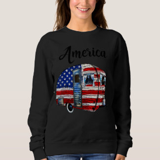 Camping American Flagga Outdoor T Shirt