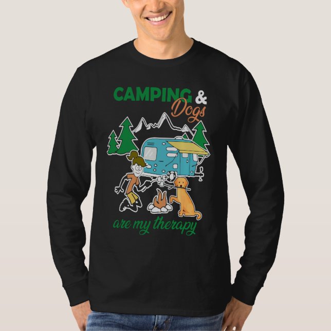 Camping And Dogs Are My Therapy T Shirt (Framsida)