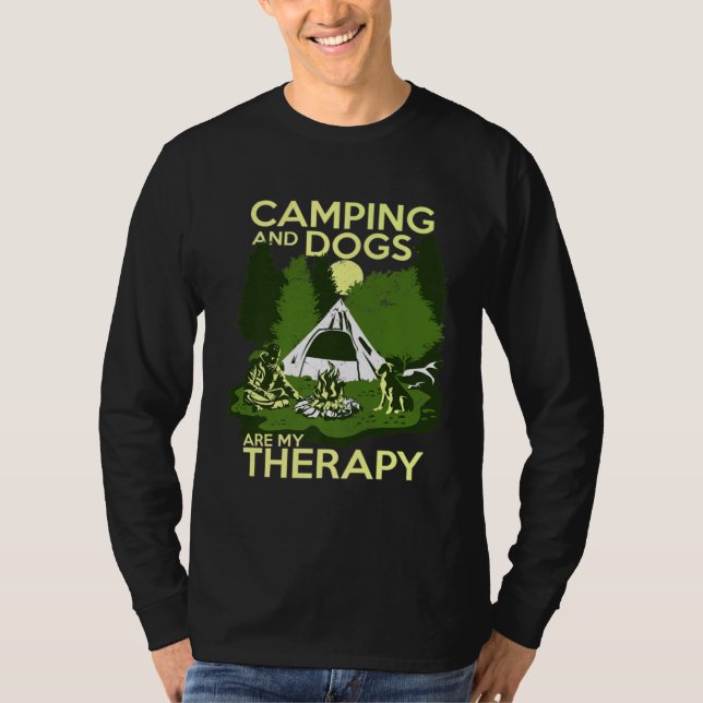 Camping And Dogs Are My Therapy T Shirt (Framsida)