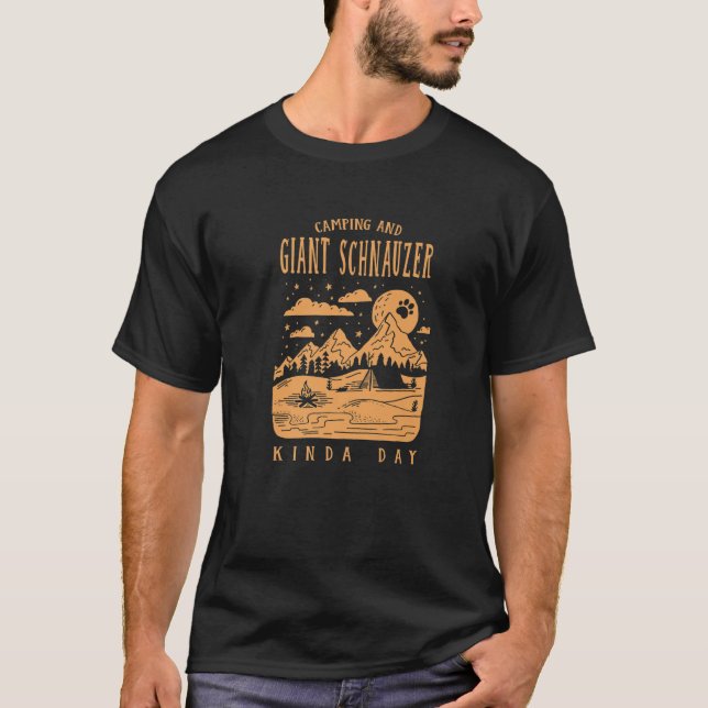 Camping and Giant Schnauzer Kinda Day Mini Schnauz T Shirt (Framsida)