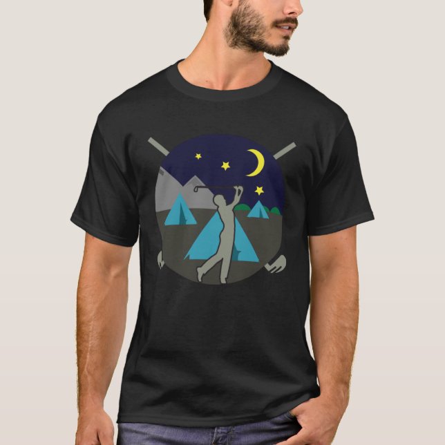 Camping and golfing cute golf and mountains outdoo t shirt (Framsida)