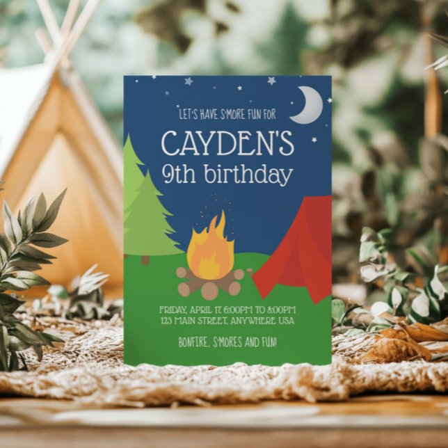 Camping and S'mores Birthday Inbjudan (Skapare uppladdad)