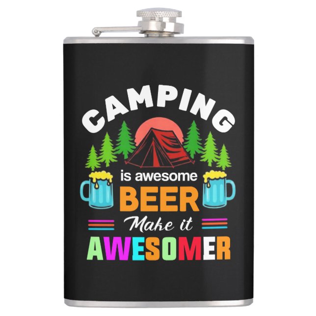 Camping är Awesome Beer Makeit Awesomer-67357 Fickplunta (Framsidan)